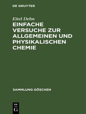 cover image of Einfache Versuche zur allgemeinen und physikalischen Chemie